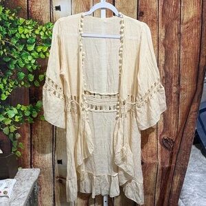 Cream Boho Kimono Cardigan